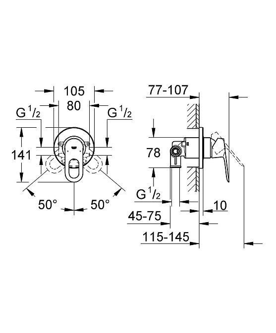 Змішувач прихованого монтажу для 1 споживача Grohe BauLoop   ( 29042000 ) 28681 Харьков - изображение 2