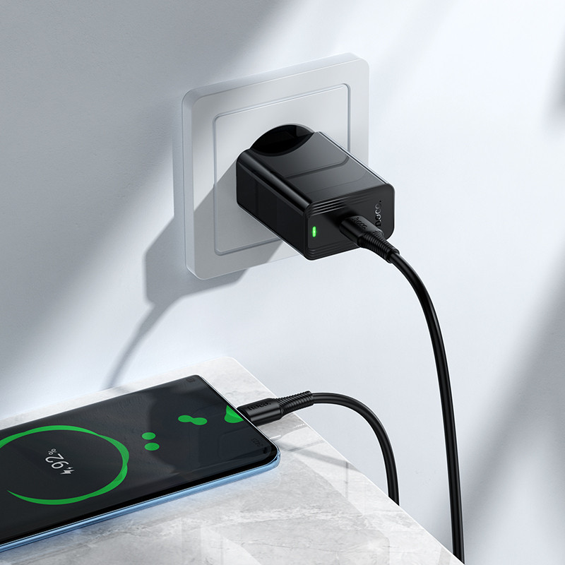 Мережевий зарядний пристрій HOCO CS93A Leader single port PD20W charger Black Одеса - фото 8