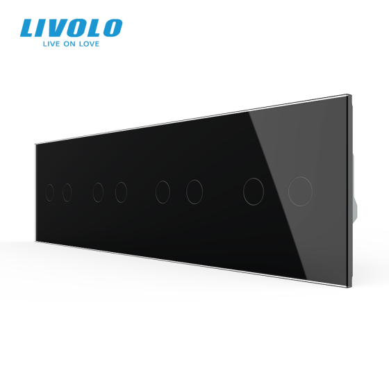 LIVOLO Сенсорний прохідний/перехресний вимикач 8 сенсорів (2-2-2-2) Livolo чорний скло (VL-C708 Коломыя
