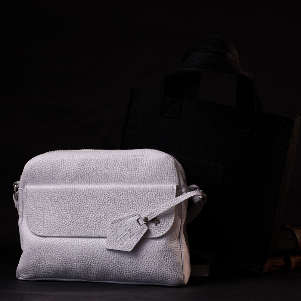 Жіноча сумка крос-боді із натуральної шкіри Біла (GRANDE PELLE) Київ - фото 4