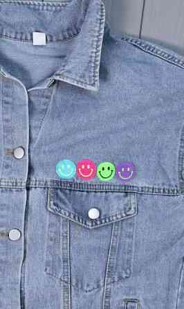 Джинсовая куртка женская оверсайз смайлики р 42-46 Харьков