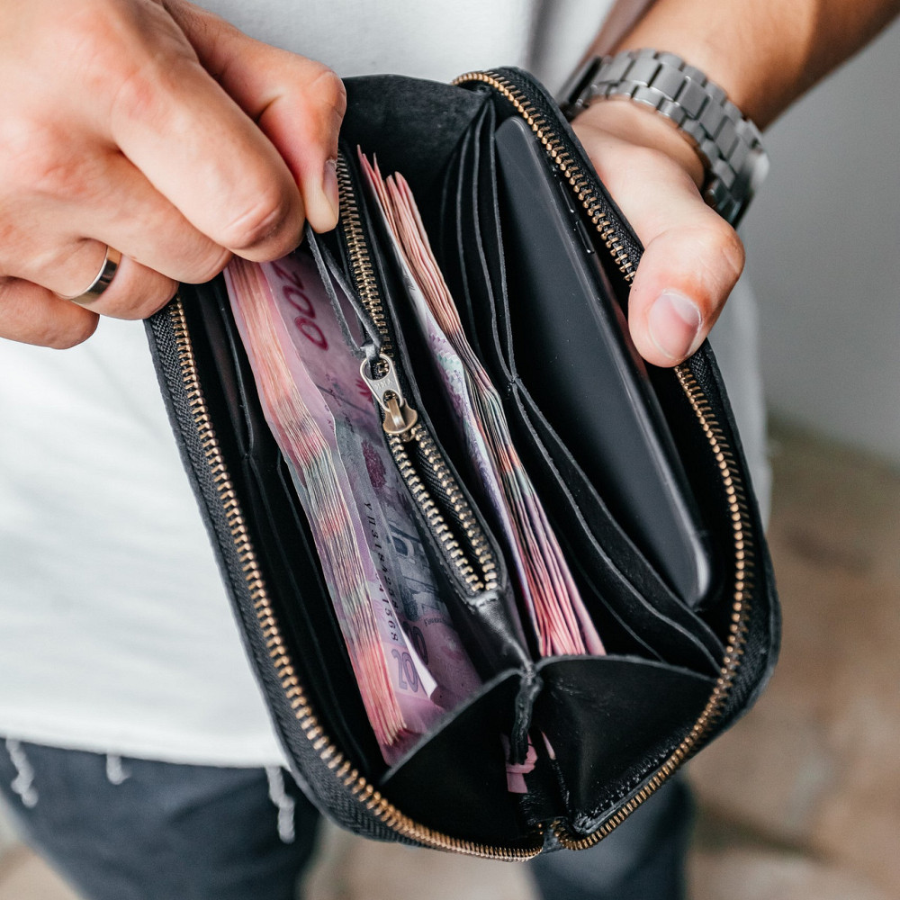 Чоловічий гаманець шкіряний, місткий гаманець із відділеннями на блискавці, Crazy Horse, чорнийMasterSem Київ - фото 7