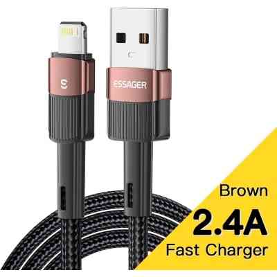 Дата кабель USB 2.0 AM to Lightning 2.0m 2.4A brown Essager (EXCL-XCA12) Винница