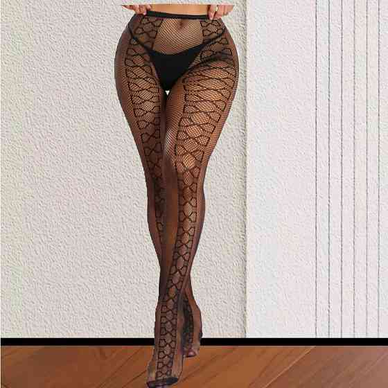 Колготки в сітку з малюнком жіночі one size чорний Київ