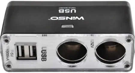 Розгалужувач гнізда прикурювача WINSO 2 в 1 + 2 USB 12V + USB 5V з запобіжником — зручне живлення для кількох пристроїв одночасно Ковель