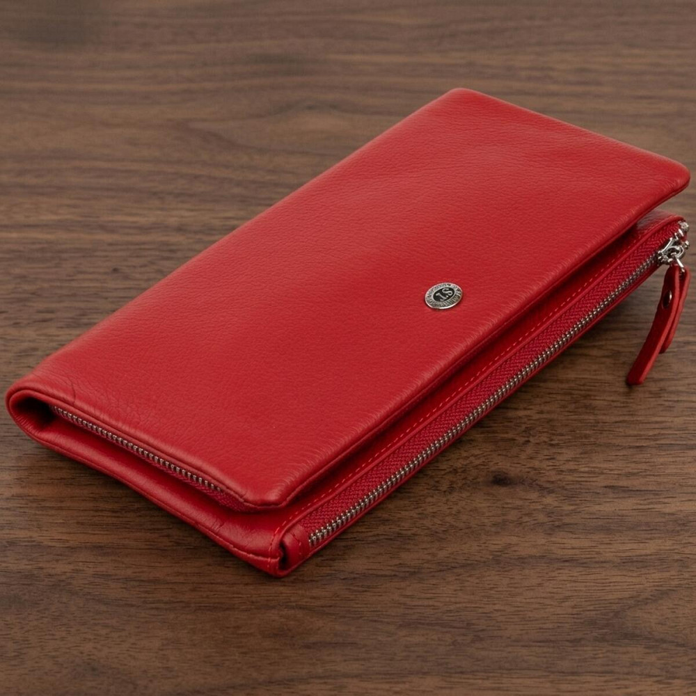 Гаманець-клатч зі шкіри з кишенею для мобільного ST Leather 19315 Червоний Київ - фото 11