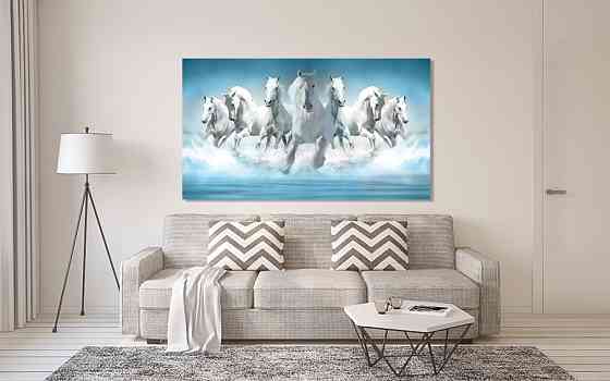 Картина холст в гостиную / спальню   Білі коні    MLP_314 90х180см Киев