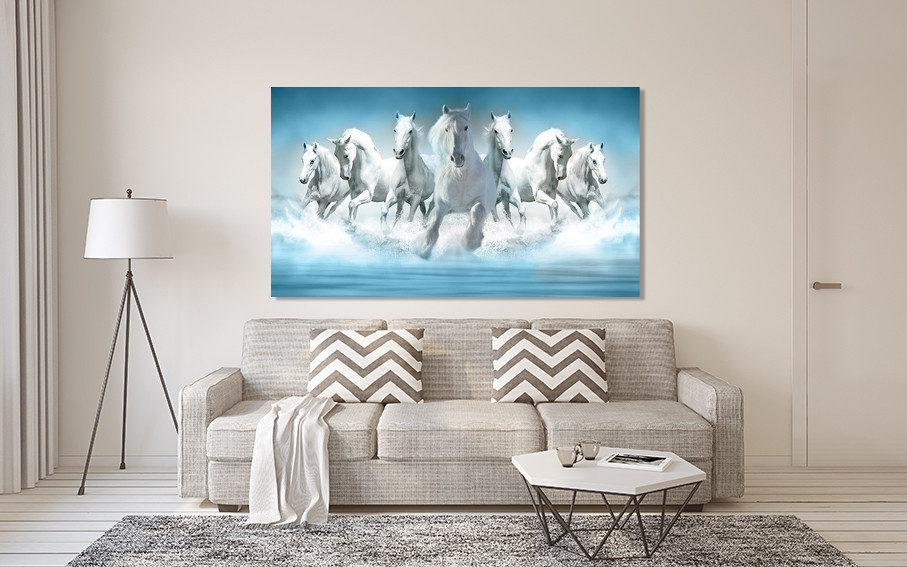 Картина полотно у вітальню / спальню  Білі коні    MLP_314 ( 60х30см ) 90х180см Київ - фото 2
