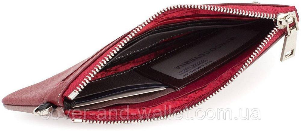 Пудровый тонкий женский кожаный кошелек клатч на молнии Marco Coverna (88806-6) Киев - изображение 5