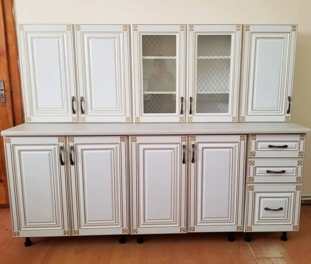 Кухня классическая Империя от МС Фасад МДФ Белый патина золотом (комплект 2м без столешницы) Львов - изображение 2