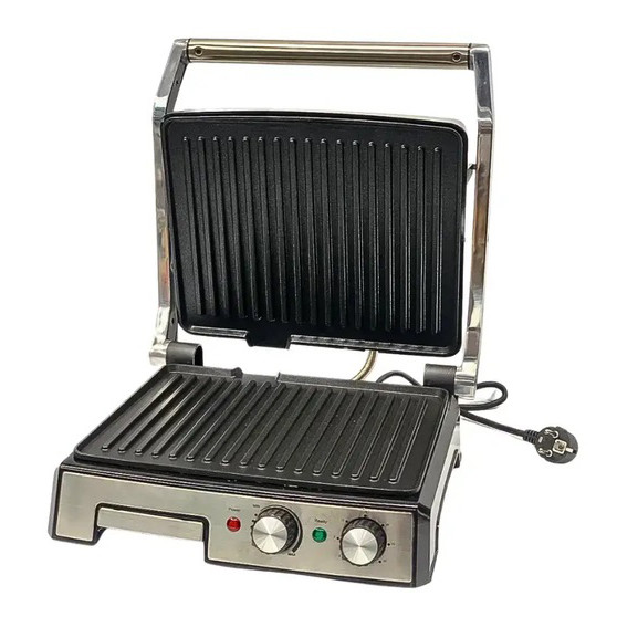 Настільний електрогриль домашній, Гриль контактний плоский, Гриль притискний ребристий VD-71 Львів - фото 3