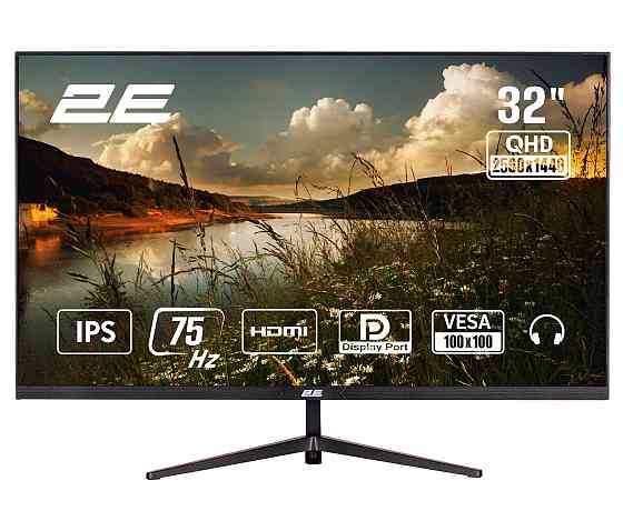 Монітор 2E 31.5" D3224B 2xHDMI, DP, IPS, 2560x1440, 75Hz, 5ms, FreeSync Київ