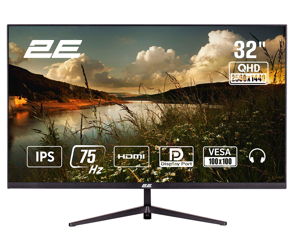 Монітор 2E 31.5" D3224B 2xHDMI, DP, IPS, 2560x1440, 75Hz, 5ms, FreeSync Київ - фото 3