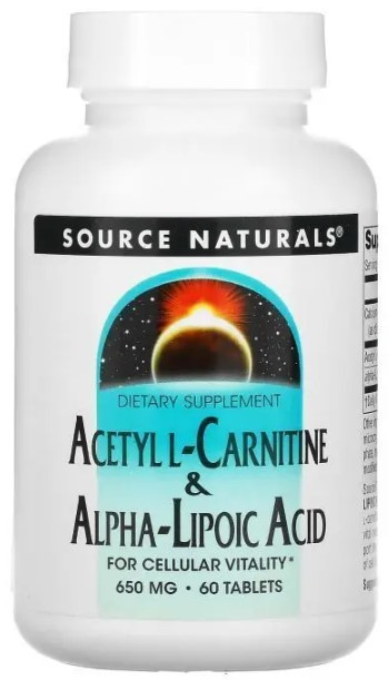 Ацетил карнитин + альфа-липоевая кислота Source Naturals Acetyl L-Carnitine & Alpha Lipoic Acid 650 мг 60 таб Киев - изображение 1