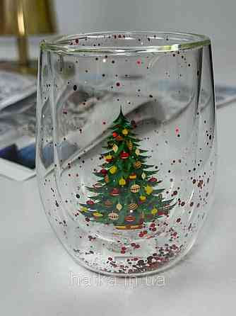 Кухоль чашка подвійне скло Olens "Проздній ялинок" 330 мл Ручне миття 102-1178 Київ