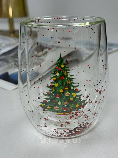 Кухоль чашка подвійне скло Olens "Проздній ялинок" 330 мл Ручне миття 102-1178 Київ - фото 3