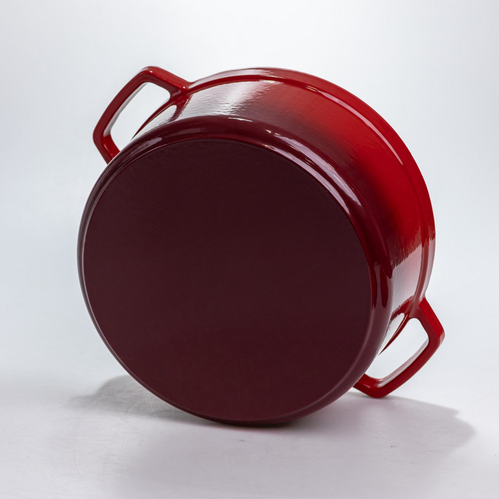 Каструля чавунна 4.5 л емальована з кришкою посуд для тушкування запікання томління кухонна Червона HP-1-19-RED Коломия - фото 7