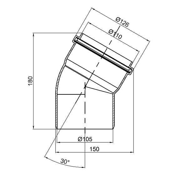 Колено PPR канализационное TA Sewage 110, 30° Киев