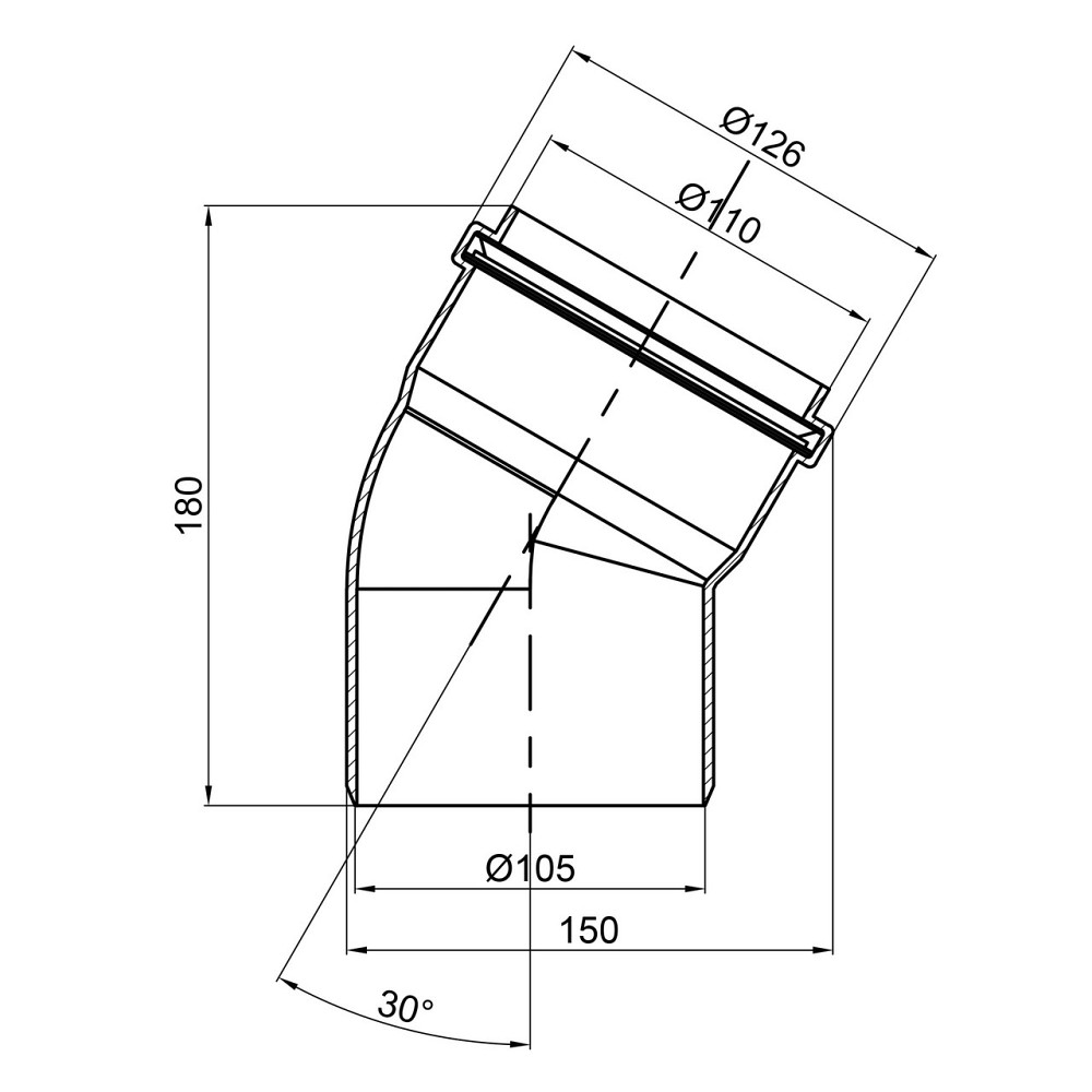 Коліно PPR каналізаційне TA Sewage 110, 30° Київ - фото 2