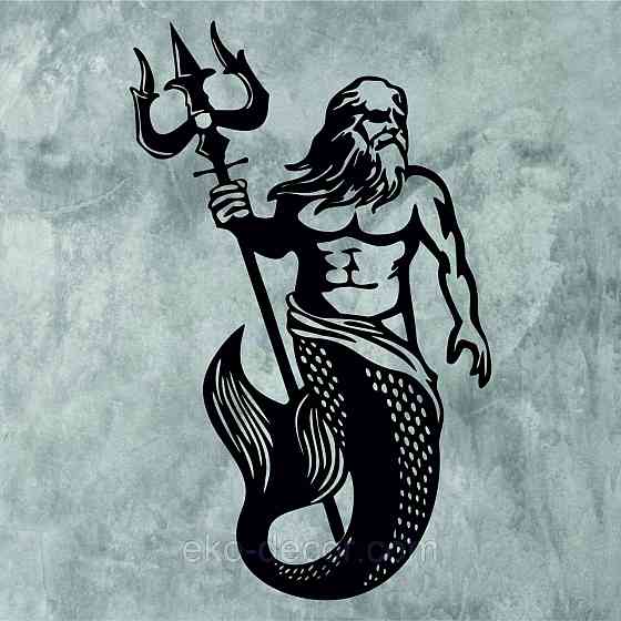 Декоративне настінне Панно «Пасейдон», Декор на стіну 110*69 см, Чорний Київ