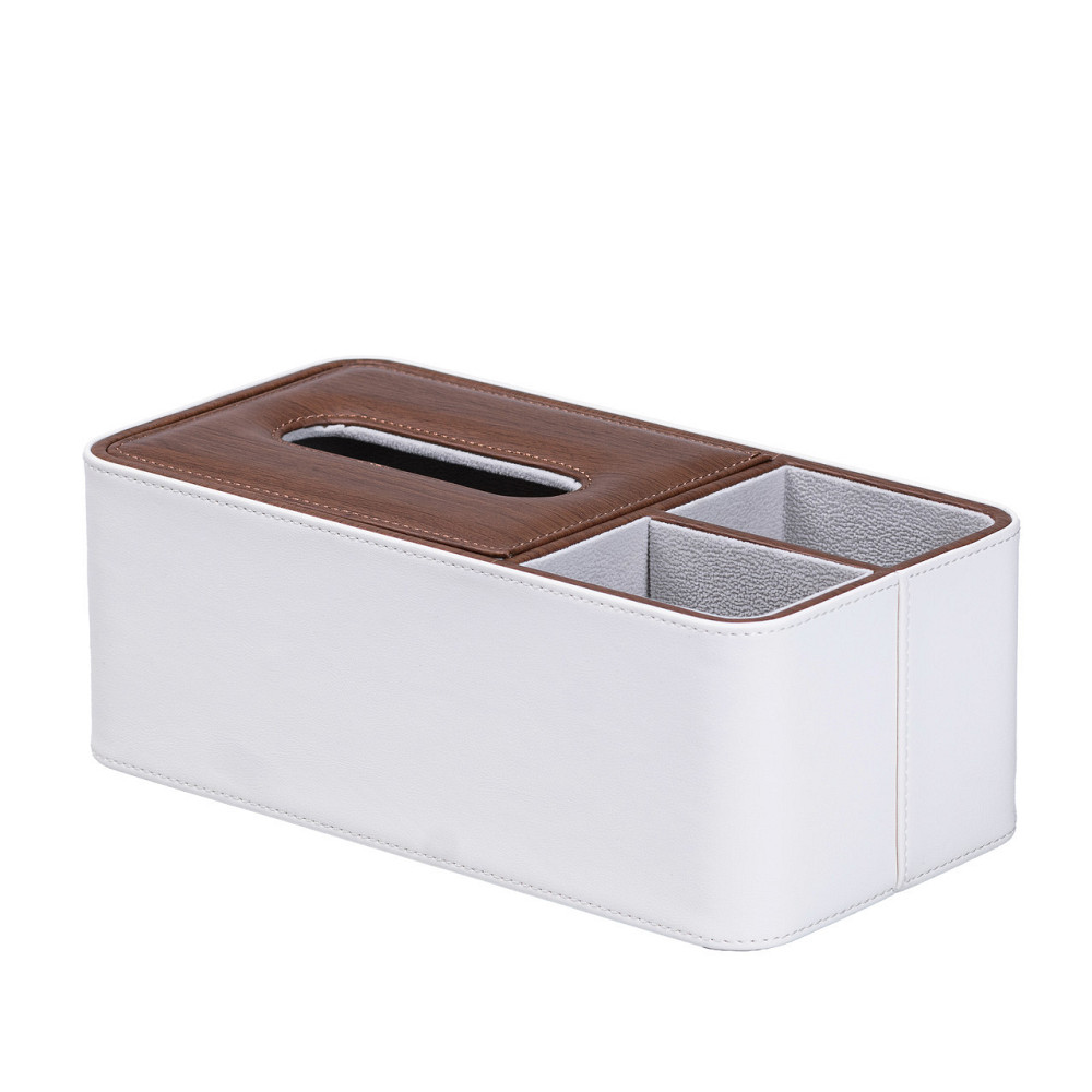 Салфетница-органайзер из эко-кожи 3 отделения 26.5*14*9.5 см Белый с коричневым HP9290 Киев - изображение 2