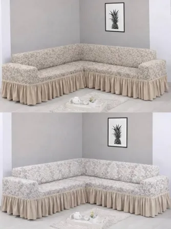 Угловой жаккардовый чехол на диван, универсальный натяжной чехол, накидка на диван Коломыя