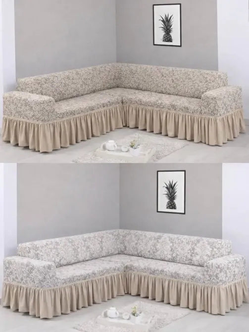 Угловой жаккардовый чехол на диван, универсальный натяжной чехол, накидка на диван Коломыя - изображение 1