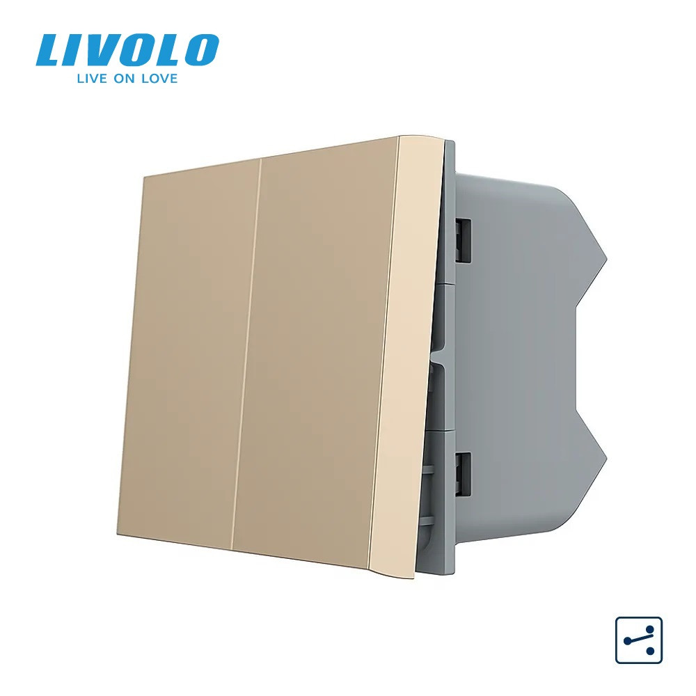 LIVOLO 2-клавішний прохідний вимикач LIVOLO, золотий, модуль без рамки (VL-FCMKS-1AP) Коломия - фото 7