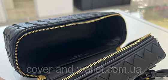 Брендова стильна жіноча сумочка з плетеної шкіри чорного кольору Virginia Conti Київ