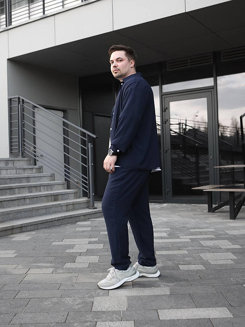 Мужской летний костюм Casual рубашка и штаны Оверсайз жатка весна лето SANE синий M Одесса - изображение 9