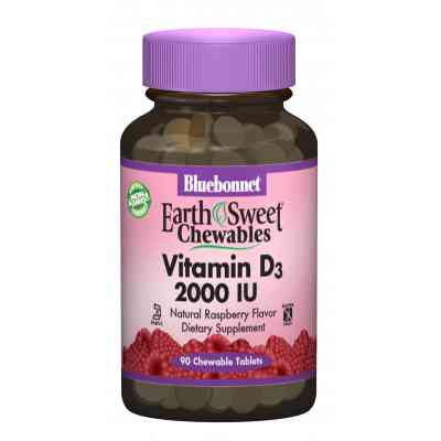 Витамин Bluebonnet Nutrition Витамин D3 2000IU, Вкус Малины, Earth Sweet Chewables, 90 ж (BLB-00364) Винница