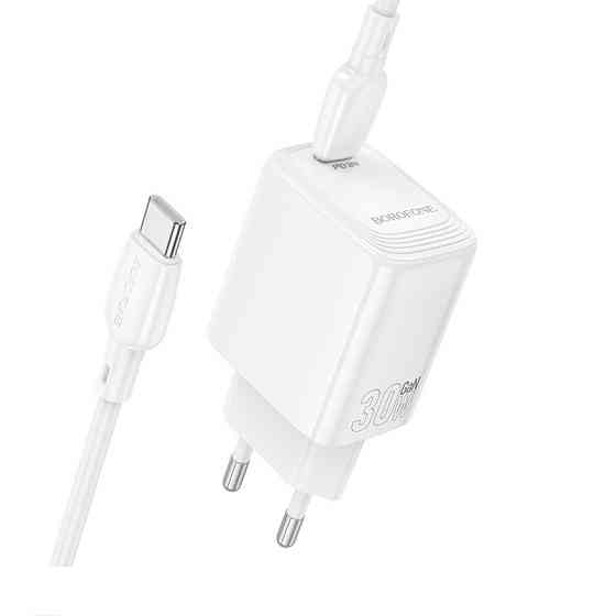 Мережевий зарядний пристрій з кабелем BOROFONE BN28 Fuente single port PD30W charger set (C to C) (EU) White Одеса