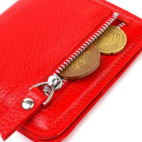 Чудовий жіночий гаманець невеликого розміру з натуральної шкіри Червоний (CANPELLINI) Київ