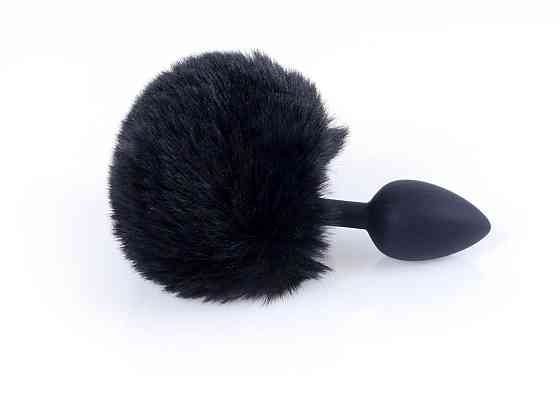 Анальна пробка - Bunny Tail Silicone Black Plug Black Sex Aura Київ