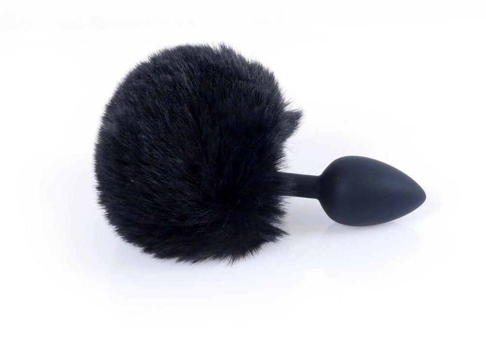 Анальна пробка - Bunny Tail Silicone Black Plug Black Sex Aura Київ - фото 5