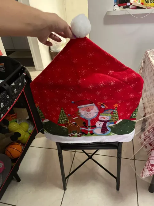 Новогодний чехол на стул c Дедом Морозом 48 на 55 см разноцветный Киев - изображение 5