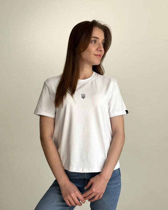 Белая базовая женская футболка Pobedov Freedom. Хлопковая женская футболка белая Киев - изображение 1