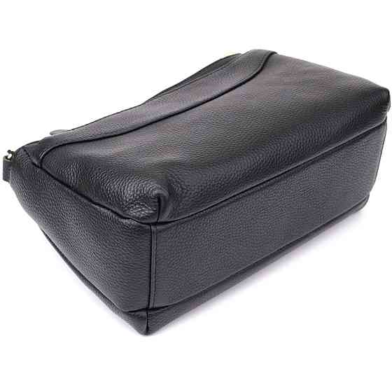 Классическая женская сумка с жестким дном из натуральной кожи Vintage 22987 Черный Киев