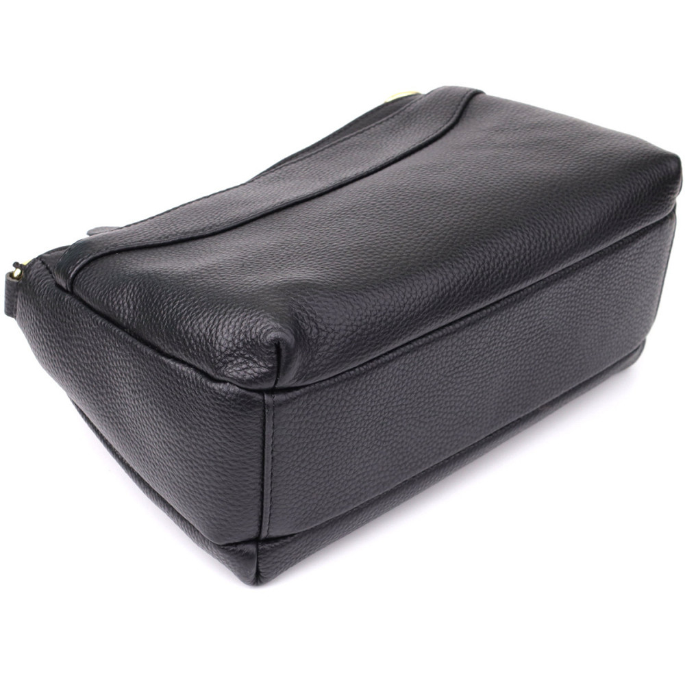 Класична жіноча сумка з жорстким дном із натуральної шкіри Vintage 22987 Чорний Київ - фото 5