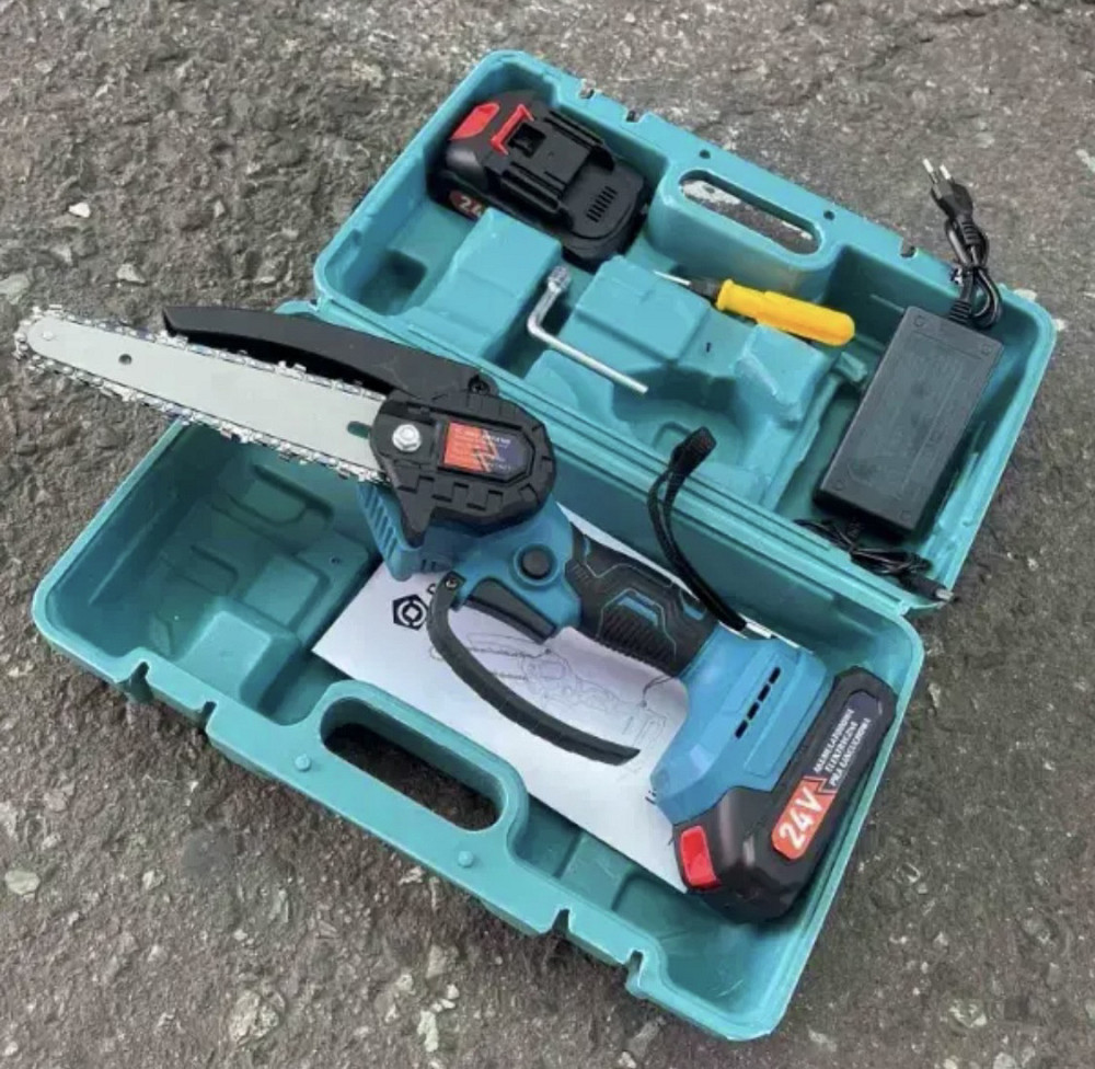 Top! Акумуляторна 6" Ланцюгова пилка для обрізання дерев з 2 акумуляторами в кейсі 8169 Одеса - фото 6