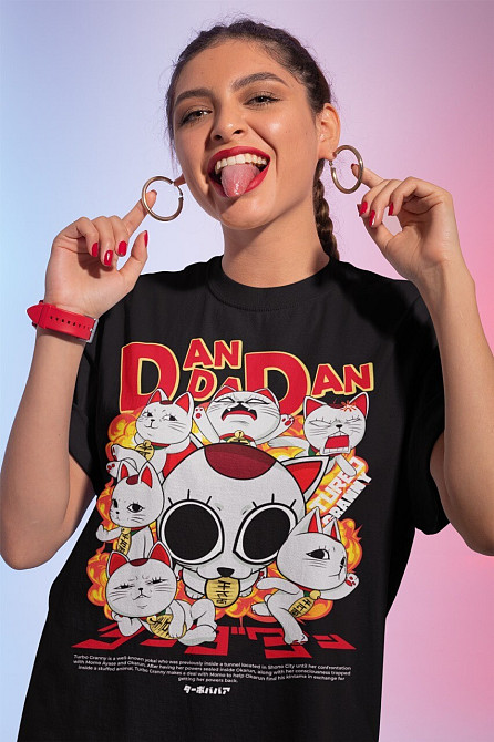 Футболка для хлопчика з аніме принтом Дандадан Кат Турбо Граннй оверсайз (зріст від 165 до 180) Чорний AnimeJ0141m Дніпро - фото 1