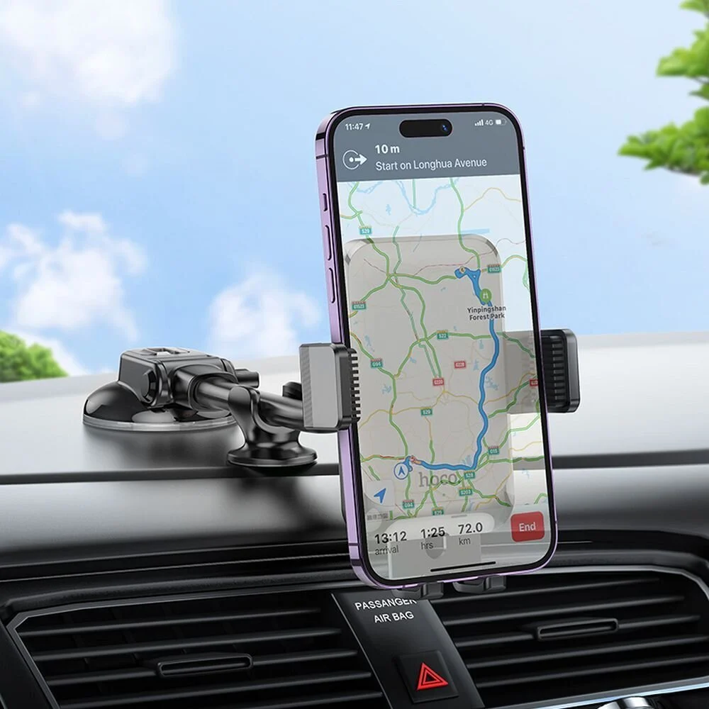 Автомобильный держатель для телефона HOCO H27 Rock push-type car holder(center console) Black gray Одесса - изображение 9