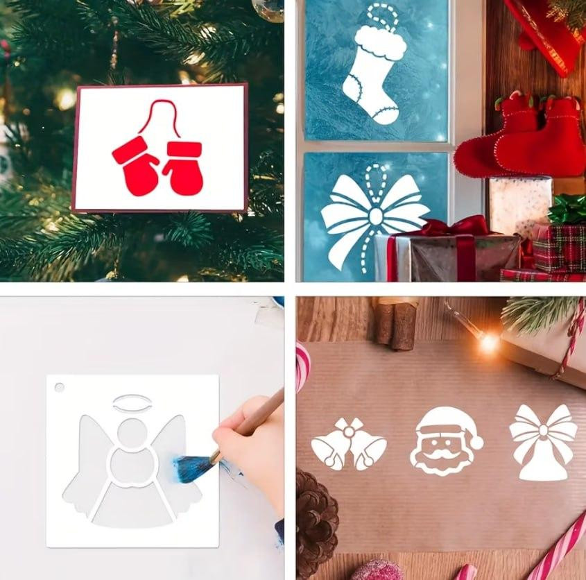 Набір багаторазових трафаретів для малювання з різдвяними мотивами, 24 шт, 7,5 см Київ - фото 1