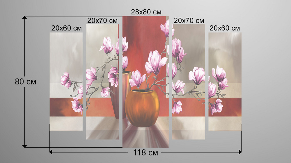 Модульна картина Магнолія Абстракція Art-122_5 Київ - фото 3