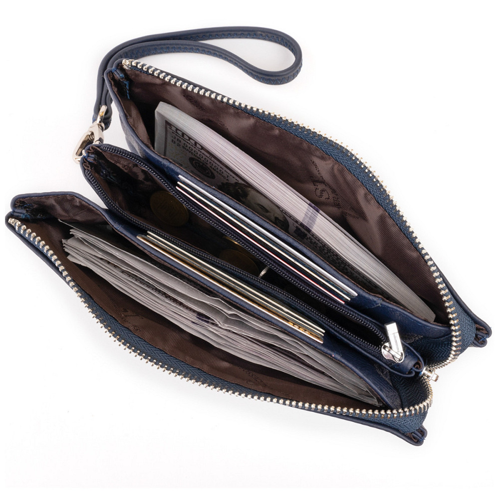 Вместительный клатч на два отделения женский ST Leather 19248 Синий Киев - изображение 5