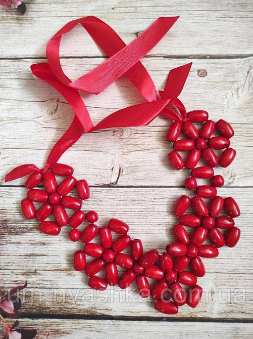 Намисто дерев'яне червоно-зелене кольє Кривий Ріг - фото 2