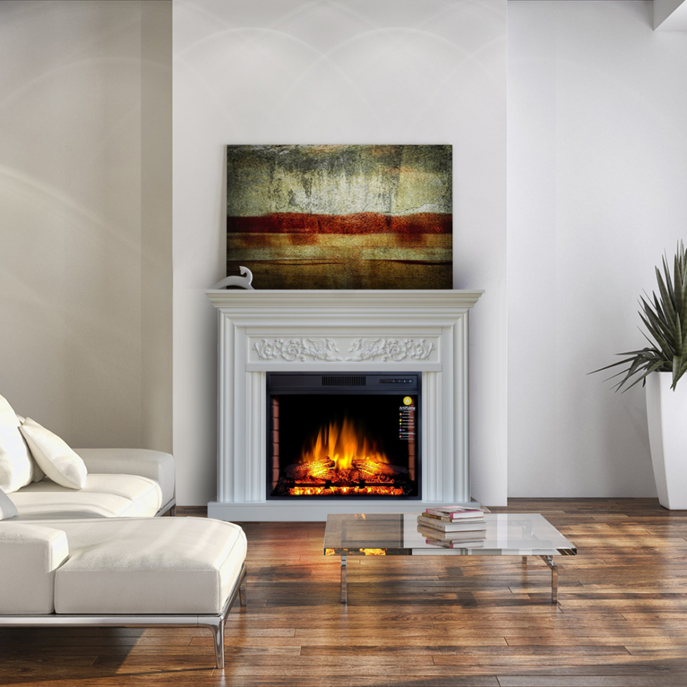 Каминокомплект ArtiFlame Monferrato AF28S белый с обогревом и звуком горения огня Львов - изображение 5
