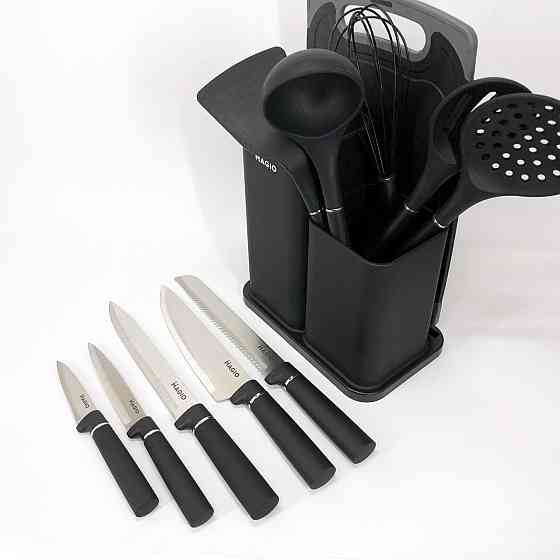 Набір кухонного начиння на підставці Magio MG-1097B, Силіконовий набір для кухні кухарського FV-55 Львів