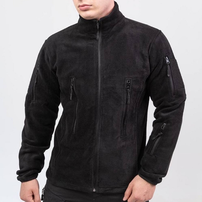 Чоловіча флісова кофта Flas на блискавці (Чорний) 3XL Вінниця - фото 1