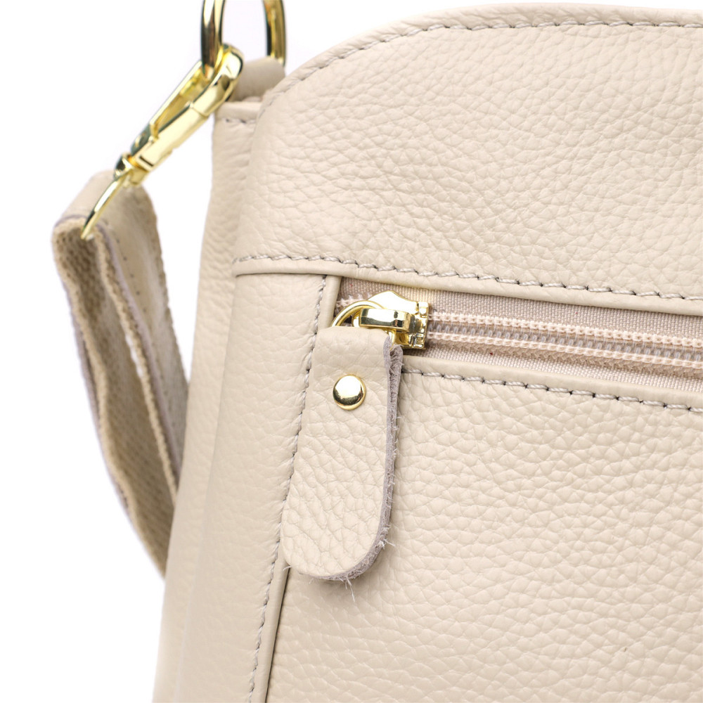 Зручна жіноча шкіряна сумка з трьома секціями Vintage 22980 Білий Київ - фото 5